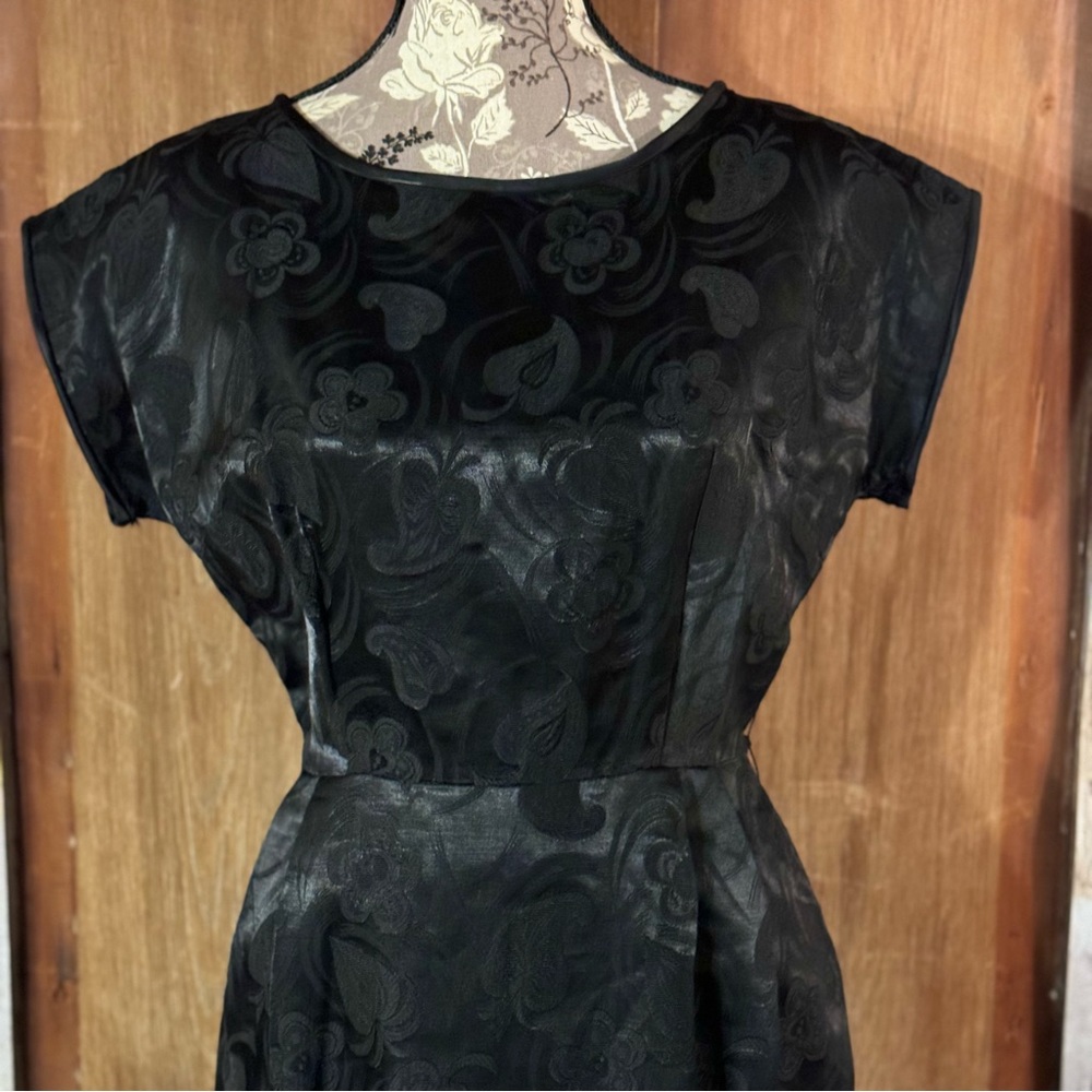 Vintage DAMASK Black Dress Jacquard Fabric No Brand or Care Tags